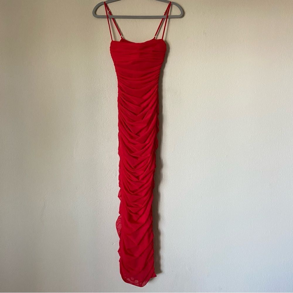 House of CB Fornarina Maxi Red Dress Tank Organza Bodycon Backless Mesh Size XS - Picture 14 of 17